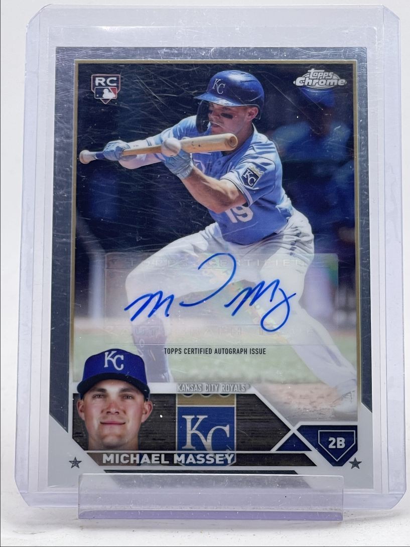 MICHAEL MASSEY 2023 TOPPS CHROME ROOKIE AUTOGRAPH ROYALS RC AUTO Q1420