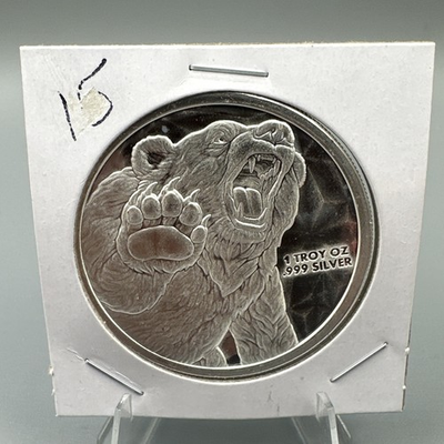 #ad 1 Troy oz Bull and Bear .999 Silver Round GSM $92.00