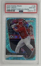 2020 Panini Prizm Mike Trout #196 Teal Donut Circles Prizm /15 PSA 10 Gem Mint