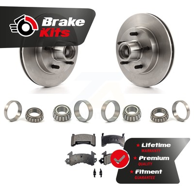Front Disc Brake Hub Rotor Assembly Inner & Outer Race Bearing Set Pad Kit For