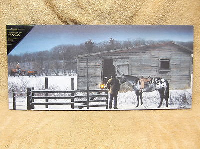 Running Late Horse Lantern Farm Barn Farmers Lighted Canvas Wall