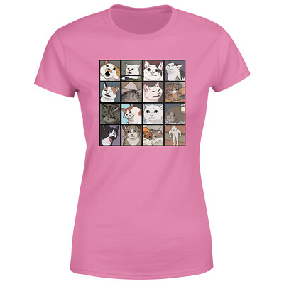 Meme Katzen Damen T-Shirt lustig Katzenliebhaber Damen Grafik Neuheit Tee Top