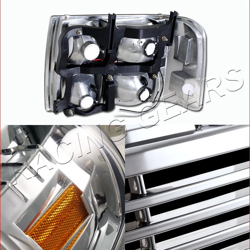 Luces de cabeza LED de carcasa cromadas + rejilla para Chevy Tahoe/Suburban 1500 2500 00-06 Foto 2 de 4
