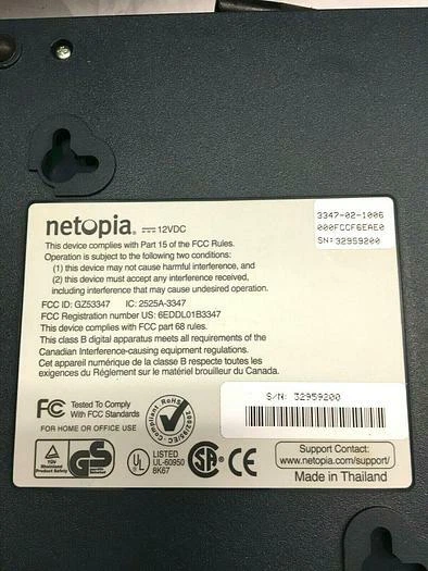 Netopia Wireless Router ADSL2/2 +4 Port Mngd Switch 3347-02-1006 New Free Shi... - Image 3 of 4