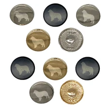 Australian Shepherd Dog Aussie Solid 0.6" (15mm) Round Metal Buttons - Set of 10
