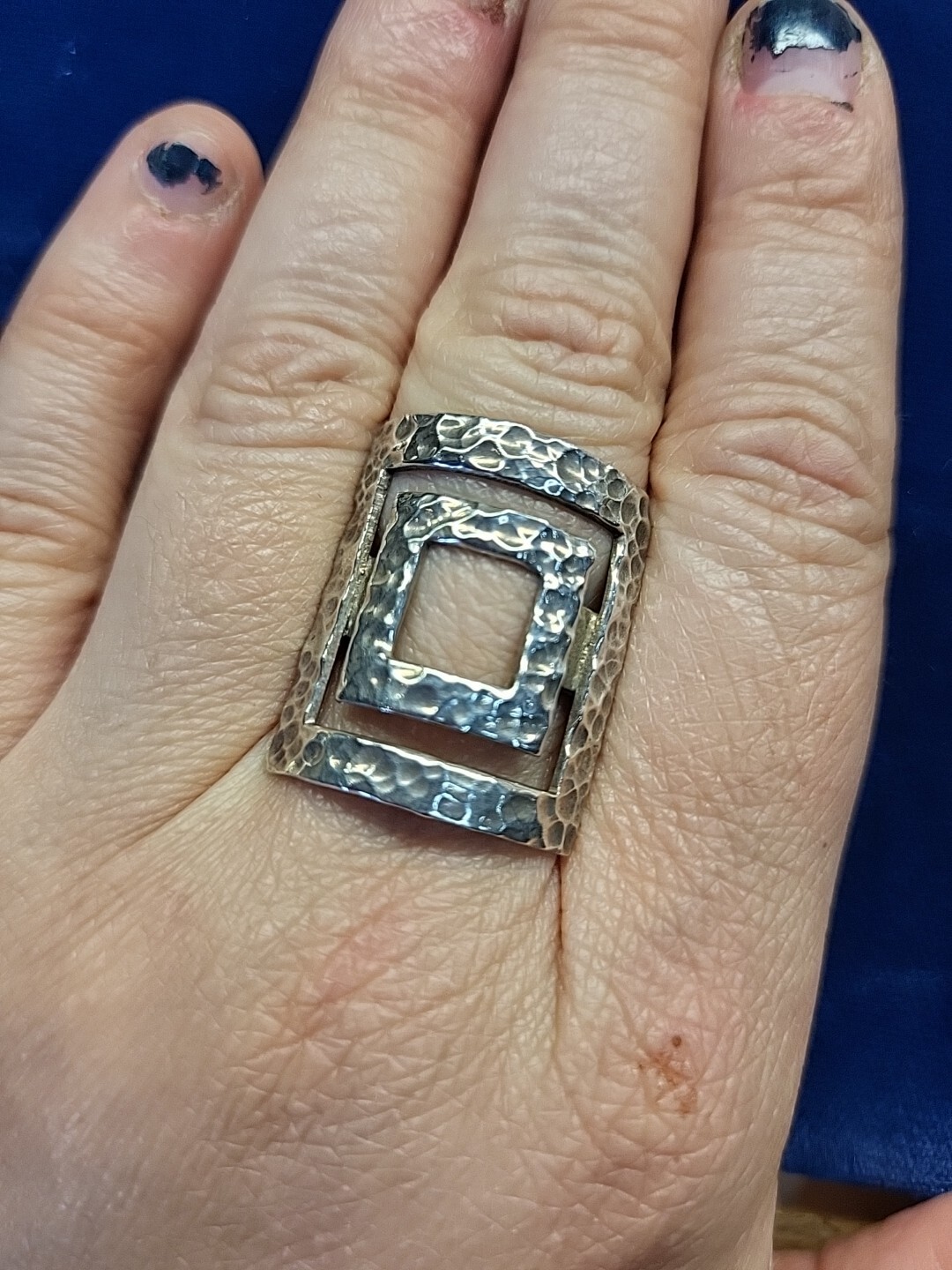 Statement Ring Rectangle Large Geometric Vintage … - image 2