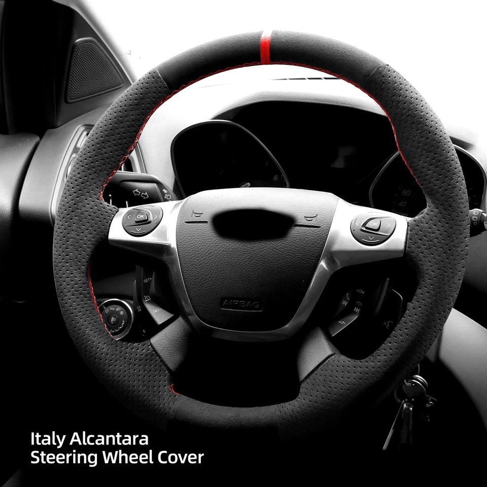 Hand Stitch Alcantara Steering Wheel Cover For Ford Focus 3 ST C-Max Energi Kuga - Image 2 of 4
