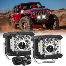 White 5" Side Shooter LED Cube Pods Driving Lights DRL Work Light Bar for Jeep