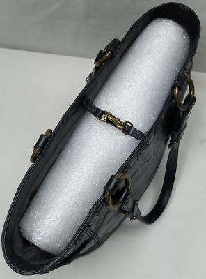 Coach Gallery Black Patent Leather Turn Lock Pocket Doubler Handle 