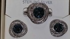 Kims Jewelers Sterling Silver Smoke Blue Diamond Spiral Ring & Earring Combo Set — photo 2