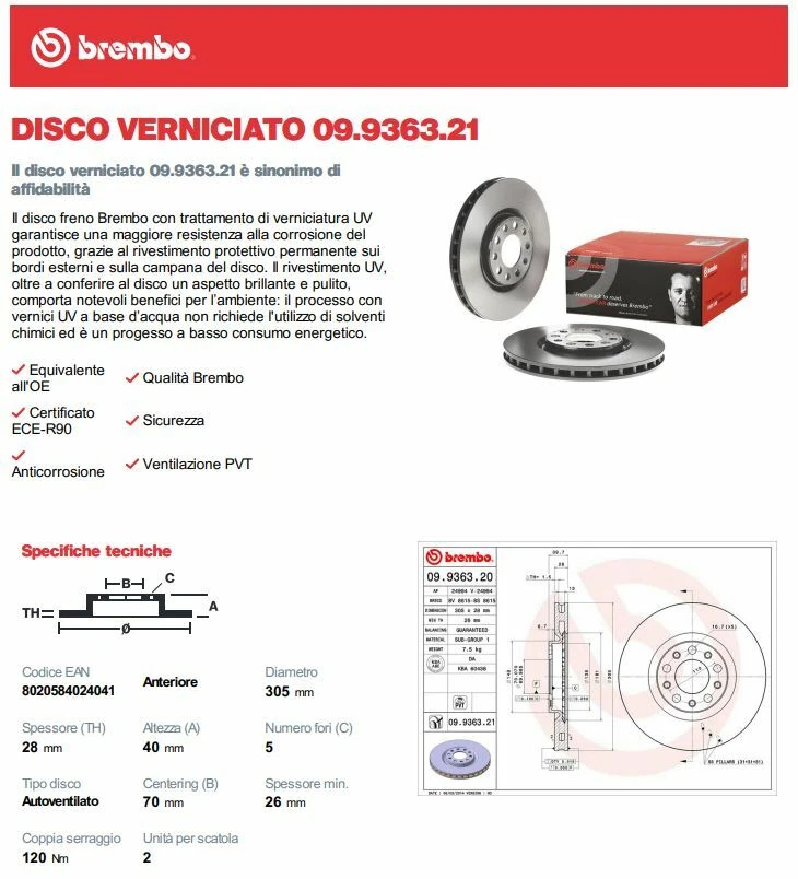 KIT DISCHI + PASTIGLIE ANTERIORI BREMBO ALFA ROMEO GIULIETTA - 2010-> - 305mm - Bild 2 von 3