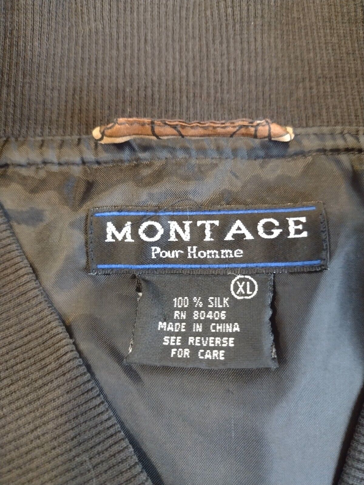VTG 80s Montage Pour Homme Silk Jacket Mens  Bomb… - image 4