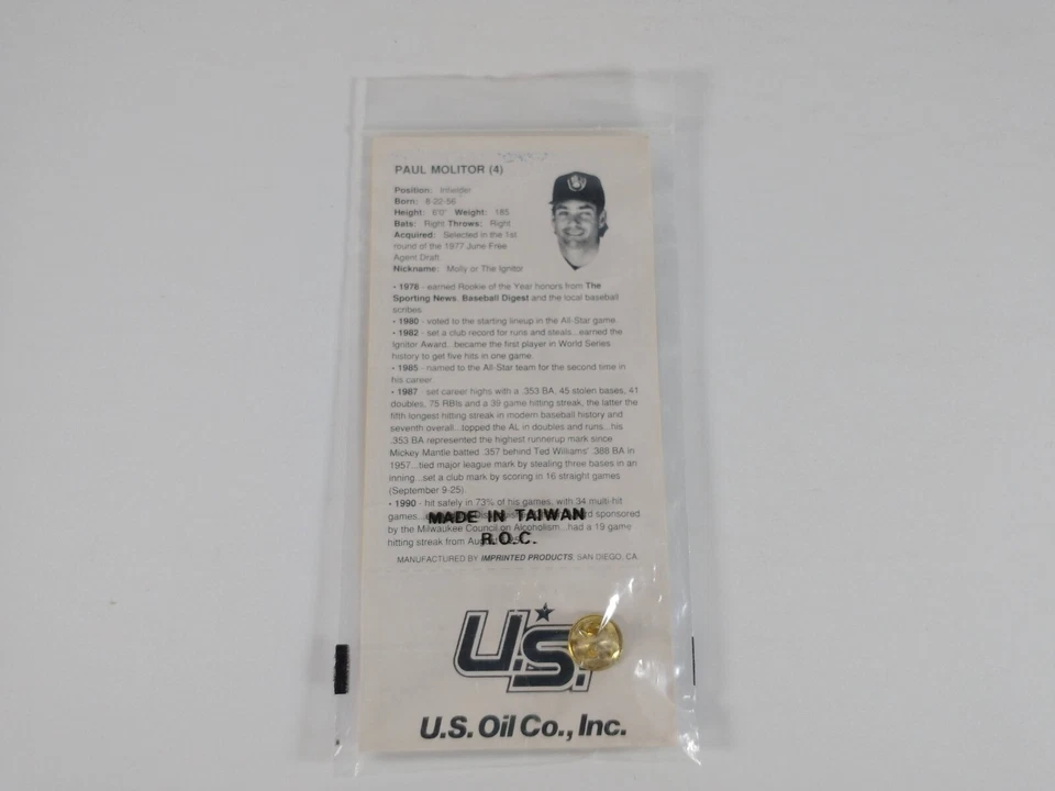 Milwaukee Brewers Hat Lapel Pin MLB Paul Molitor 39 Game Hitting Streak 1987 - Image 4 of 4