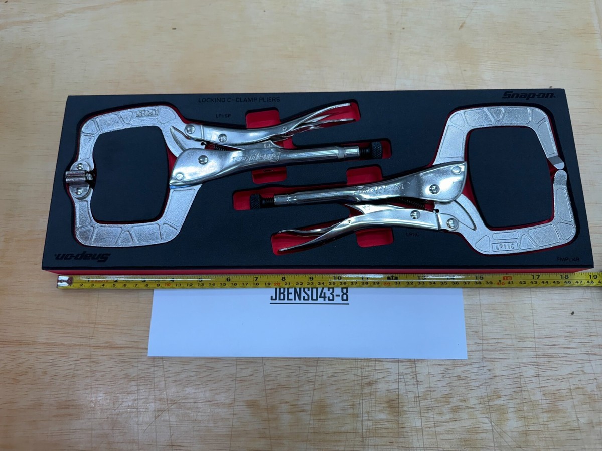 Snap-on Tools USA NEW RED 2pc Locking C-Clamp Pliers Foam Set