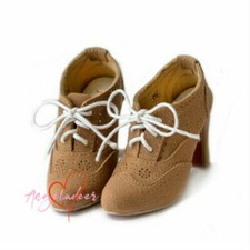 1/3SD16/13/GR/DD BJD Doll Shoes High Heels Suede Short Boots Hollow-carved Brown