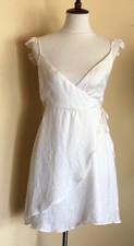 WYLDR Womens White Satin Half Moon Asymmetric Wrap Dress $78 Size S