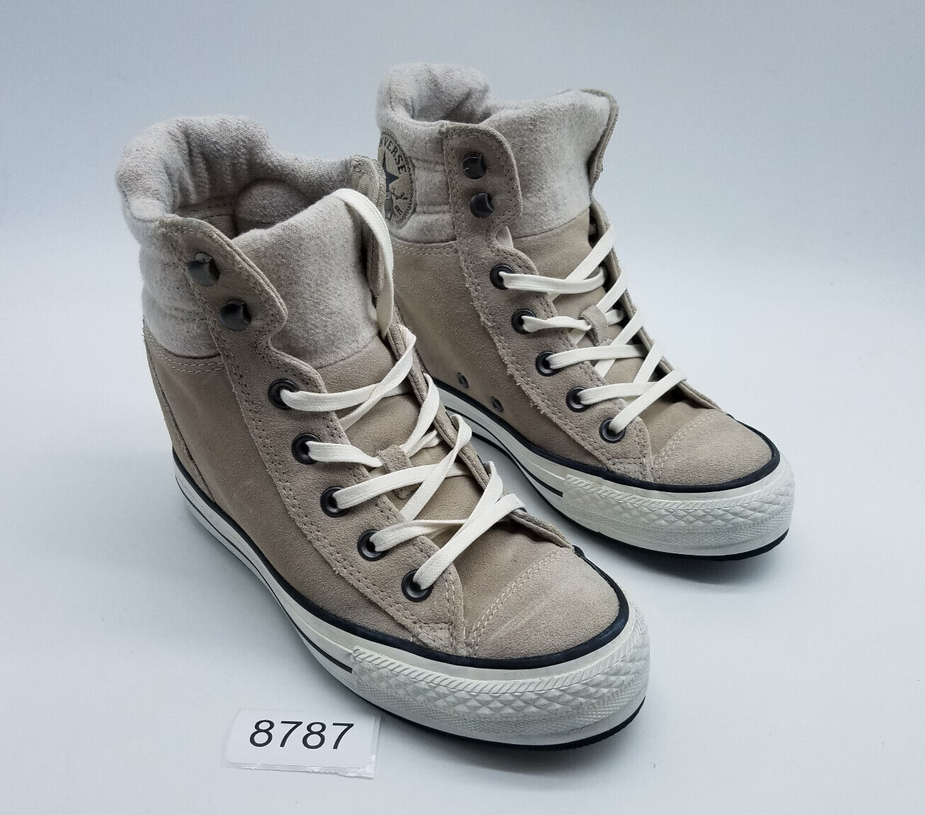 Converse Women's Size 7 Beige Suede Hidden Wedge Platform Sneakers-image