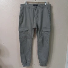 Cotton On Knit Joggers Twill Pants Size 34 36x30 Gray Tapered Elastic Ankle J637