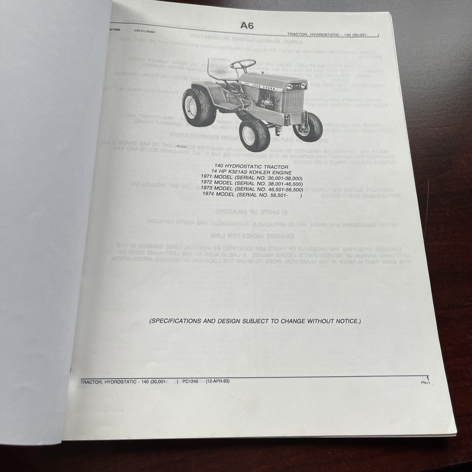 John Deere 140 Lawn and Garden Tractor Parts Catalog eBay