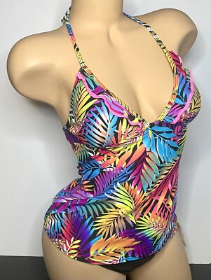 NWT Candies Fern Bathing Suit Tankini Halter Swim Top - Small - Style 3KKG585J