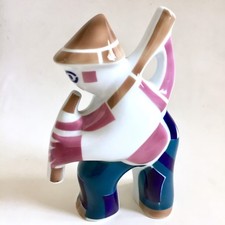 Estatuilla de arte de porcelana hecha a mano de jugador gaita músico Sargadelos España como nueva