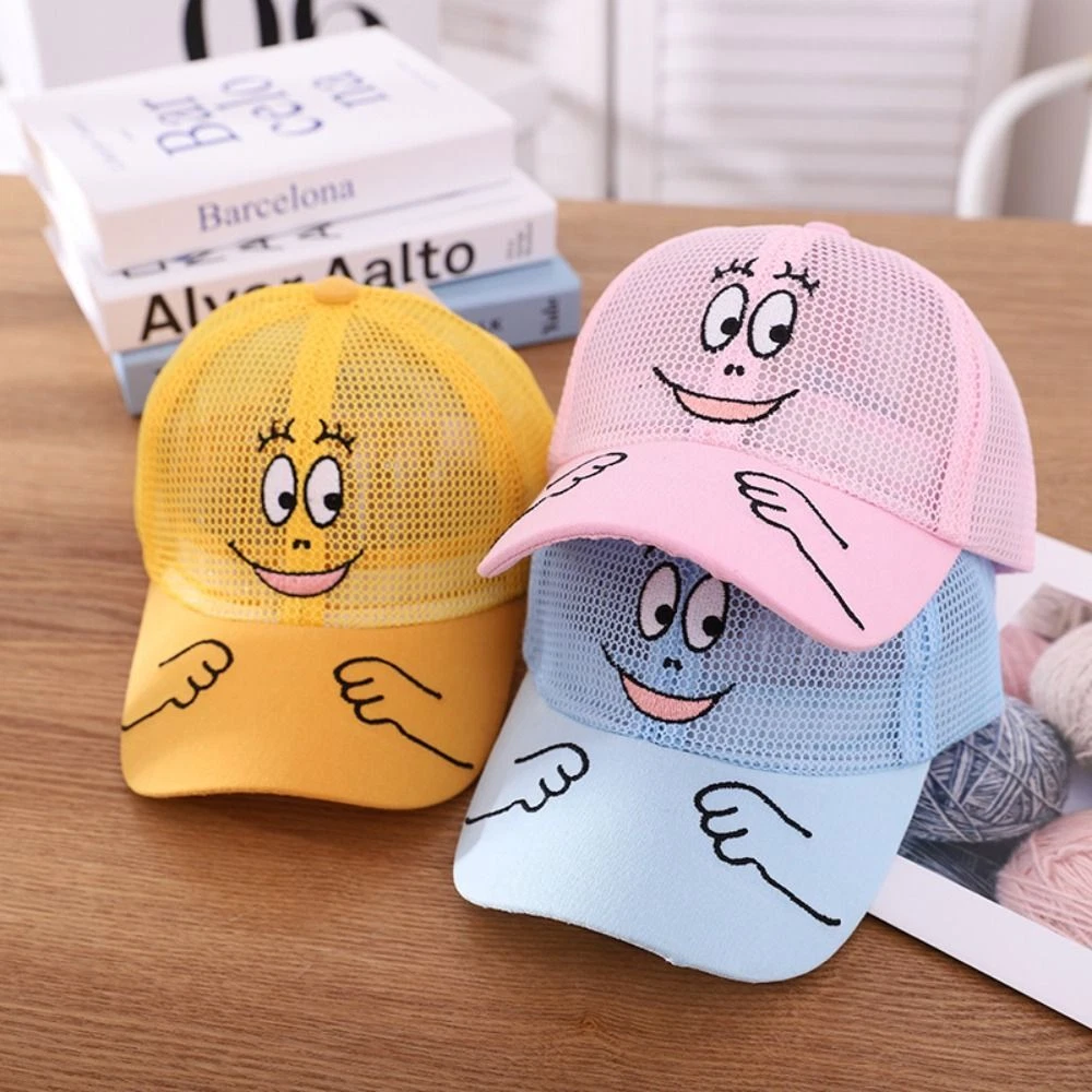 Beach Children Mesh Baseball Cap Cartoon Face Sun Hat Kids Hats