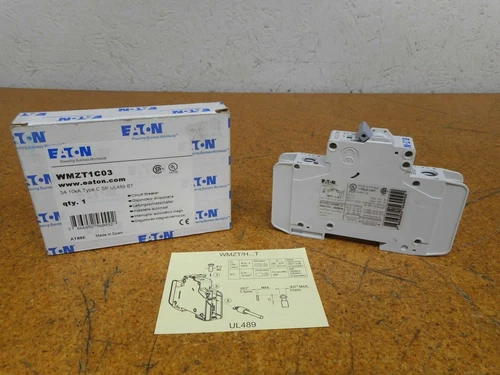 Eaton WMZT1C03 Circuit Breaker 3A 10kA Type C SP UL489 BT New In Box