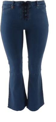 Laurie Felt Petite Indigo Silky Denim Lace Boot-Cut Jeans Medium PL NWOT (547)