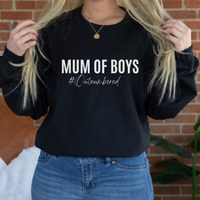 Mum of boys # outnumbered SWEATER , unisex sweatshirt jumper kids mom FREE P&P