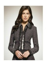 ST. JOHN Couture Black/Gold Metallic Knit Fringe Jacket, Size 12 $2195.00 NWT's