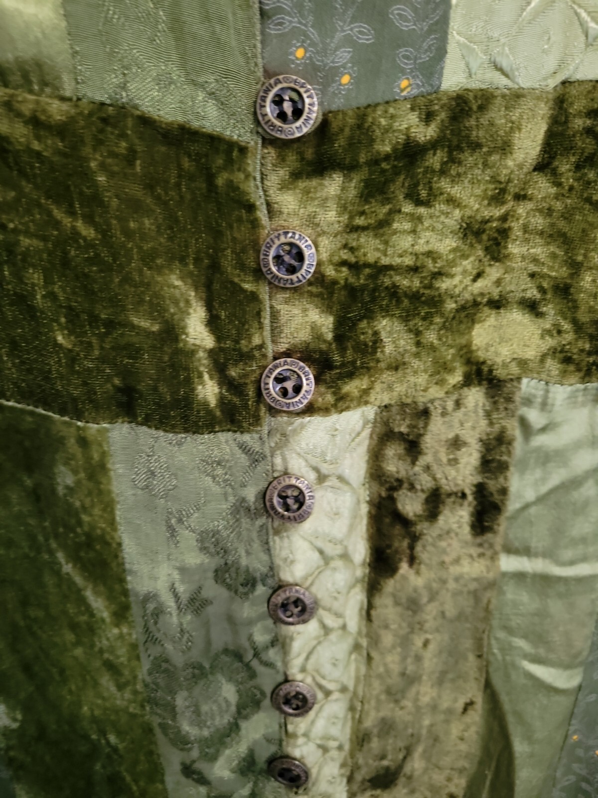 Papillion Jacket Green Patchwork rayon  Velvet Tu… - image 3