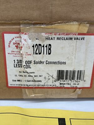 #ad Parker Sporlan 12D11B 3780 00 3 Way Heat Reclaim Valve $1000.00