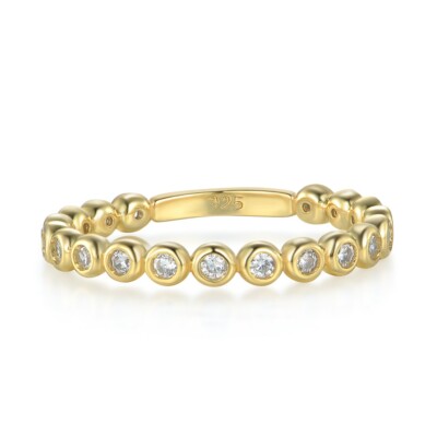 Damen 18 Karat Gold Vermeil & 925 Sterling Silber weißer Saphir Eternity Ring