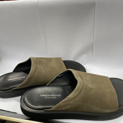 Vagabond Shoemakers Nate Nubuck Slides Khaki Green Size 11