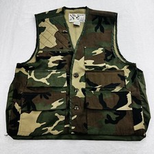 Duck Bay Hunting Vest Men's L Camo Duck Cotton Button Up Vintage Size Large