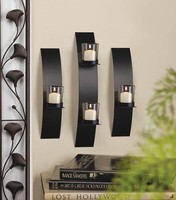 Stunning Black Iron Glass Soft Glow Contemporary Wall Sconce Trio Home Decor
