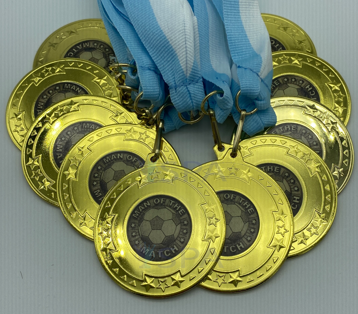 Medaglie Premiazioni Personalizzate 10 Medaglie D'oro 'Player Of The Match': Nastro Colorato Incluso, Perfette Per Premi Sportivi, Football, Tornei Match Issued - Foto 2