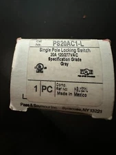 P & S PS20AC1-L SINGLE POLE LOCKING SWITCH 20A 120/277 SPEC GRADE GREY