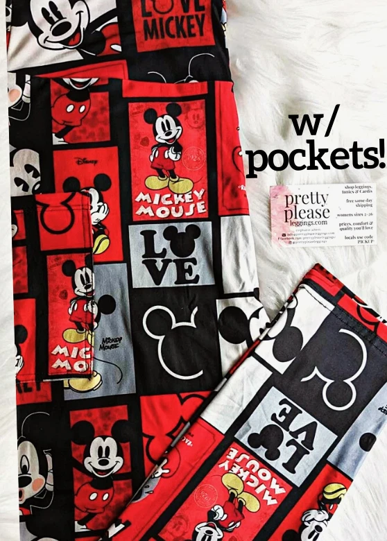 Mickey Mouse Patchwork Leggings Disney Minnie Magic Kingdom