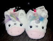 NEW Wonder Nation Infant Baby / Toddler Unicorn Fuzzy Sparkle Slippers Shoes