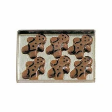 Dollhouse Christmas Gingerbread Man Cookies on A Cookie Sheet Bakery Miniature