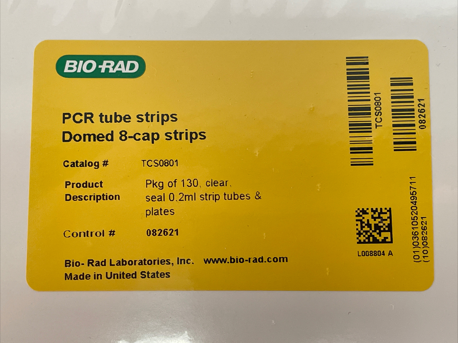 BioRad PCR Tube Strips, Domed, 8cap strips (PK of 130) TCS0801 eBay