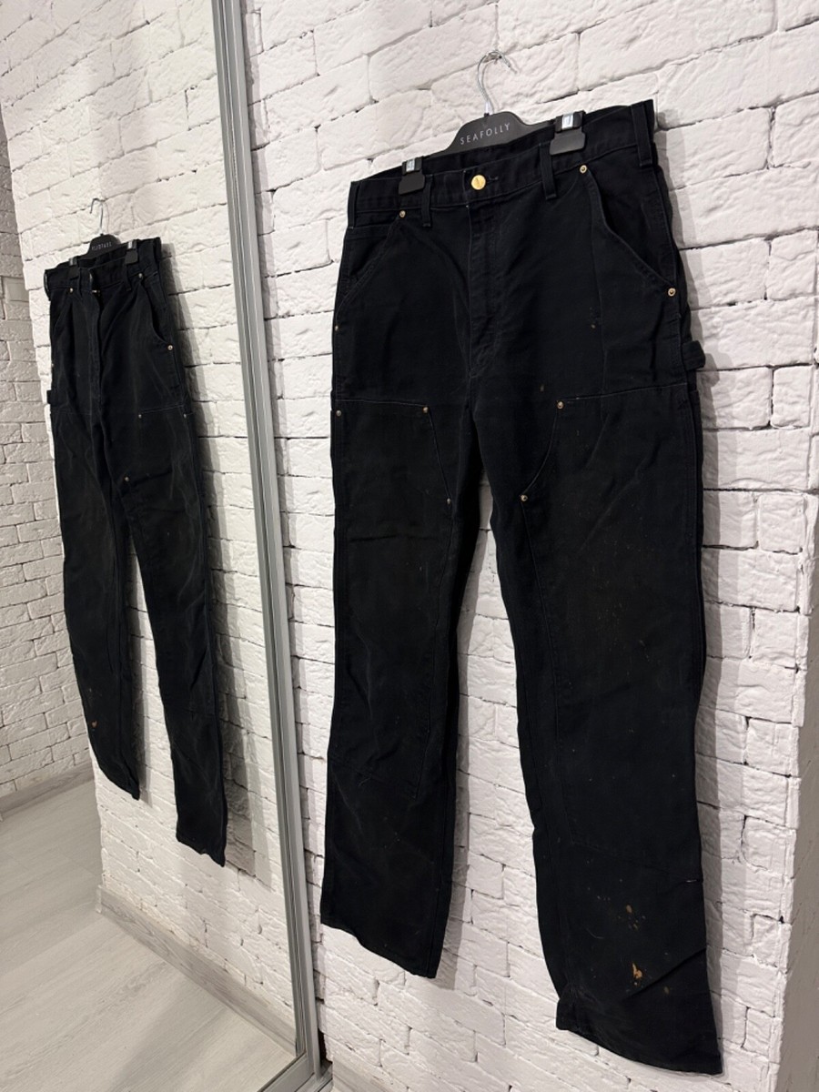 Carhartt Pants Mens 34x34 Black Double Knee Canvas Carpenter