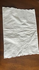 VINTAGE HAND EMBROIDERED BABY's PILLOWCASE/SHAM WHITE ON WHITE 17  x13  