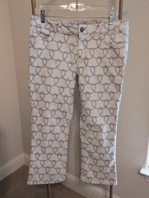CApi Nautical Rope Print Wht&Blk print Cropped jeans Pants Women's Size 10