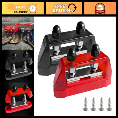 12V Power Distribution Block 150A Bus Bar with Dual Studs & Cover for Car Batter
