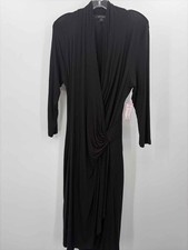 Pre-Owned Karen Kane Black Size Large Wrap Knee Length Long Sleeve Dress