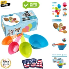 Pet Food Scoops Set - 4 BPA Free Measuring Cups for Dog, Cat & Bird Food