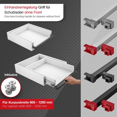 Einhandverriegelung-Griff für VarioSlide Schwerlast-Auszug 600-1200 mm SOTECH
