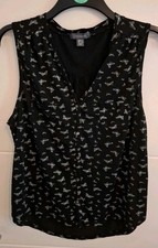 Primark ladies black/white butterfly patterned modern summer blouse/top size 18